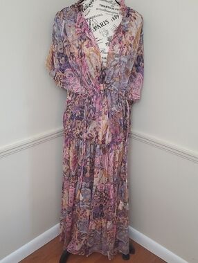 Misa Los Angeles Floral Ruffle dress Cinch Waist Size Smal
